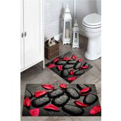 Mekta Home MKTPP-2008 60x100 50x60 cm 3 Boyutlu Siyah Taşlı Paspas Takımı