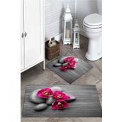 Mekta Home MKTPP-2035 60x100 50x60 cm 3 Boyutlu Gri Taşlı 2'li Banyo Paspas Takımı