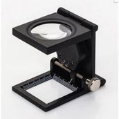 Melek Store 28X28 mm Katlanır Sayaçlı Metal Lüp 2 LED Işıklı Büyüteç Tekstil TH-9005A