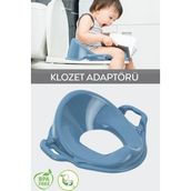 Meleni Baby Unisex Çocuk Kulplu Klozet Kapağı Adaptörü - Tuvalet Eğitimi Alıştırma Oturağı - Mavi