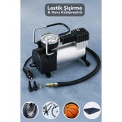Meleni Home 150 Psi Araç Lastik Hava Kompresörü - Çakmaklık Girişli Göstergeli Metal Gövdeli Oto Şişirme Pompası