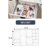 Meleni Home 16'lı Modüler Set Çekmece Içi Düzenleyici - Makyaj Takı Aksesuar Organizer - Dolap Içi Düzenleyici