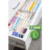 Meleni Home 24 x 37 x 18 cm L 5 Adet 8 Bölmeli Çok Amaçlı Akordiyon Çekmece ve Dolap İçi Düzenleyici 24 x 37 x 18 cm L
