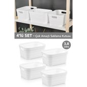 Meleni Home 4 Adet Dekoratif Piramit Saklama Kutusu - Dolap İçi Düzenleyici Organizer Kutu 3,8 Litre Beyaz