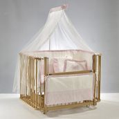 Meltem Kids Bambino Sallanır Anne Yanı Beşik Ahşap Bebek Beşiği 70x110 cm (naturel-pembe)