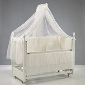 Meltem Kids Kral Sallanır Anne Yanı Beşik Ahşap Bebek Beşiği 60x120 cm (beyaz-ekru)