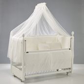 Meltem Kids Kral Sallanır Anne Yanı Beşik Ahşap Bebek Beşiği 60x120 cm (beyaz-krem)