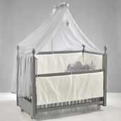 Meltem Kids Kral Sallanır Anne Yanı Beşik Ahşap Bebek Beşiği 60x120 cm (gri-motto gri)