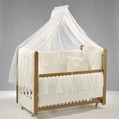 Meltem Kids Mia Sallanır Anne Yanı Beşik Ahşap Bebek Beşiği 60x120 cm (naturel-ekru)