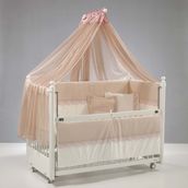 Meltem Kids Mondo Sallanır Anne Yanı Beşik Ahşap Bebek Beşiği 60x120 cm (beyaz-pembe) - Beyaz - Pembe