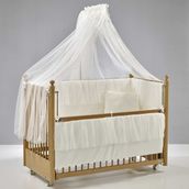 Meltem Kids Mondo Sallanır Anne Yanı Beşik Ahşap Bebek Beşiği 60x120 cm (naturel-ekru)