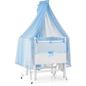 Meltem Kids Mood Sallanır Anne Yanı Beşik Ahşap Bebek Beşiği 50x90 cm (beyaz-mavi)
