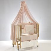 Meltem Kids Mood Sallanır Anne Yanı Beşik Ahşap Bebek Beşiği 50x90 cm (naturel-pembe)