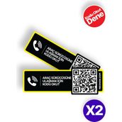 MEO 2'li Paket - Numarasız Numaratör - QR Kodlu Araç Numaratörü - Araç İçi Park Telefon Numarası (Yatay Etiket)