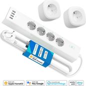 Meross Wi-Fi Uzaktan Kontrollü Akım Korumalı 4 USB Girişli Akıllı 4lü Priz Ve 2li Tekli Priz Seti - Meross Wi-Fi Apple HomeKit Google Assistant ve Alexa Uyumlu Akım Korumalı 4 USB Girişli Akıllı 4lü Priz Ve İki Adet Tekli Priz Seti-MSS425F-210X2