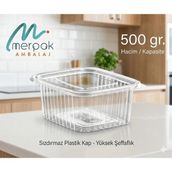 Merpak Ambalaj Plastik Saklama Kabı 500 gr 100'LÜ Kapaklı Sızdırmaz Kap Şeffaf Kullan At Kase