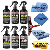 Mertox Araç Araba Otomobil Oto Temizlik Ve Bakım Seti Cilalı Oto Şampuanı+Araç Kokusu+Motor Temizleyici+Hızlı Cila+Torpido+Lastik Parlatıcı