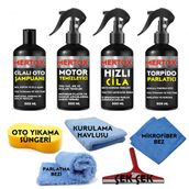 Mertox Araç Araba Otomobil Oto Temizlik Ve Bakım Seti Cilalı Oto Şampuanı+Motor Temizleyici+Hızlı Cila Ve Torpido Parlatma Sütü 4X500ml