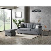 Meşe Home Plus Kılıflı Torba Yaylı Keten Kumaş Fonksiyonel Çift Yönlü Köşe Takımı Gri
