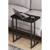 Metal Ayaklı Laptop Sehpası Koltuk Sehpası Kahvaltı Masası Çalışma Sehpası - Siyah Mermer Desenli - 59x35x64