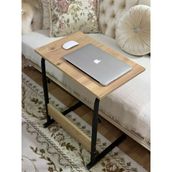 Metal Ayaklı Yükseklik Ayarlı Laptop Sehpası Kahvaltı Masası Çalışma Sehpası Atlantik Çam 60X40 Teşhir