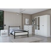Metalia Gm 9011 Novado Aynalı Düğme Kulplu Genç Odası Takımı - Beyaz