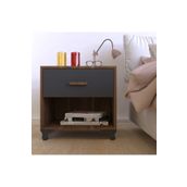 Metalia GM027 Antrasit Gri Tek Çekmeceli Ceviz Komidin