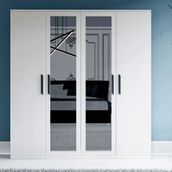 Metalia GM051 4 Kapılı Beyaz Aynalı Gardrop