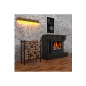 Metlino 75x60x30 Metal Dekoratif Siyah Şömine Yanı Odunluk Raf