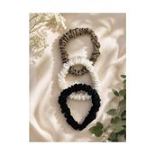 Mey İthalat Saç Tokası, Seti - Scrunchie (Beyaz, Vizon, Siyah), %100 Saf Mulberry Ipek - Çok Renkli