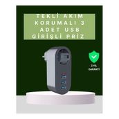 Mey İthalat® Termal Akım Korumalı 3 Usb'li Güvenli Priz – Akıllı Akım Dengeleme