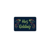 M&H Quality(323) hoş geldiniz yazılır Dekoratif Dış Kapı Önü ve Iç Mekan Paspası yıkanabilir Lacivert 45 x 70