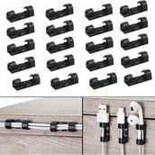 Microcase Yapışkanlı Kablo Sabitleyici Düzenleyici Çok Amaçlı Kablo Toparlayıcı Klips SET-AL4551 20 Adet - Siyah