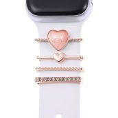 Microsonic Apple Watch SE 2022 40 mm için Süsü Charm İnci Kalp Rose Gold Kordon
