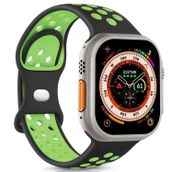 Microsonic Apple Watch SE 44 mm Rainbow Band Yeşil Siyah Uyumlu Kordon