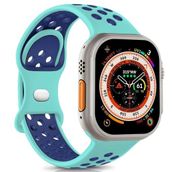Microsonic Apple Watch Series 5 40 mm Rainbow Band Yeşil Lacivert Uyumlu Kordon