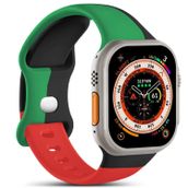 Microsonic Apple Watch Series 8 45 mm Active Flex Wristband Black Unity Siyah Yeşil Uyumlu Kordon