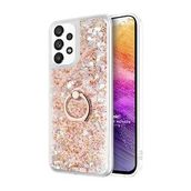 Microsonic Samsung Galaxy A73 5G Glitter Liquid Holder Gold Cep Telefonu Kılıfı