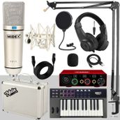 Midex Midi Paket-3 Stüdyo Ekipmanları Seti Ses Kartı Midi Klavye Mikrofon Kulaklık