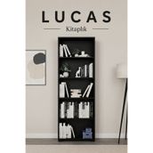 Midoser Lucas Serisi Siyah 5 Raflı Kitaplık