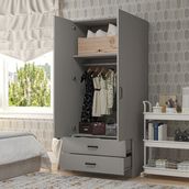Midoser Yaman 80 cm Luna 2 Kapaklı 2 Çekmeceli Gri Gardırop