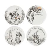 Mikasa x V&a Alice In Wonderland Porselen Fine China 21CM Pasta Tabak Seti 4lü - 100 ml - Çok Renkli