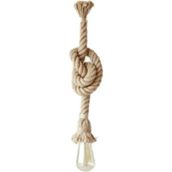 Mikasso 24 mm Tekli Sarkıt Jüt Halat Avize 120 cm 1 Adet Hasır 1 E27 Altın Salon / Oturma Odası - Çok Renkli