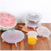 Mikasso 6 Lı Silikon Streç Kapak Tencere Kapak Silikon Bone Tencere Bone Plastik Beyaz