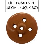Mikasso Dolma Taşı Sarma Taşı Kapağı 18 cm Tam Sırlı Toprak Toprak Kahverengi