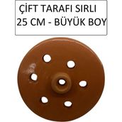 Mikasso Dolma Taşı Sarma Taşı Kapağı 25 cm Tam Sırlı Toprak Toprak Kahverengi