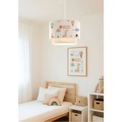 Mikasso Kids Hello Friends Kumaş Baskılı Sarkıt Çocuk Odası Özel Baskı Kumaş 1 E27 Beyaz Bebek / Çocuk Odası - Çok Renkli