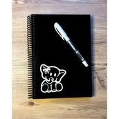 Mikasso Siyah Yapraklı Defter Ahşap Kapaklı Anne Bebek Anı Defteri Fil Desenli Siyah Sayfalı Çizim Defteri S - Çok Renkli
