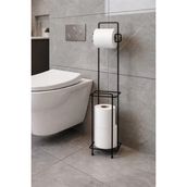 Mikasso Yedekli Ayaklı Metal Beyaz Tuvalet Kağıtlığı Wc Kağıt Standı Metal Siyah - Çok Renkli
