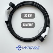 Mikrovolt Elektrikli Araç Şarj Kablosu 22kW (5 Metre)